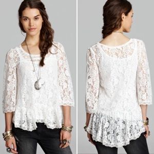 Free People Sheer Scallop Lace Top